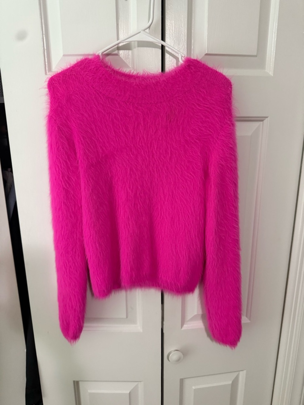 Women’s Cozy Fuzzy Crewneck Sweater - Hot Pink